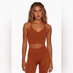 Set active sculpt flex workout set in the color vintage. Rust. Orange.